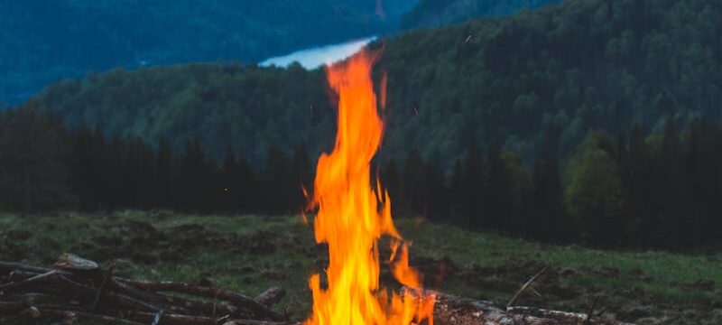 Bonfire Near Grass Field during Dawn