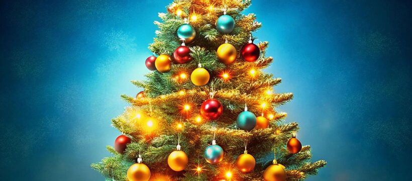 ai generated, christmas tree, christmas, decoration, background, garland, decor, nature, tree, holiday, xmas